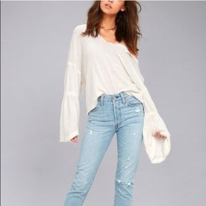 Free People Cream Dahlia Thermal Knit Small